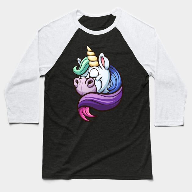 Unicorn with rainbow mane Baseball T-Shirt by memoangeles